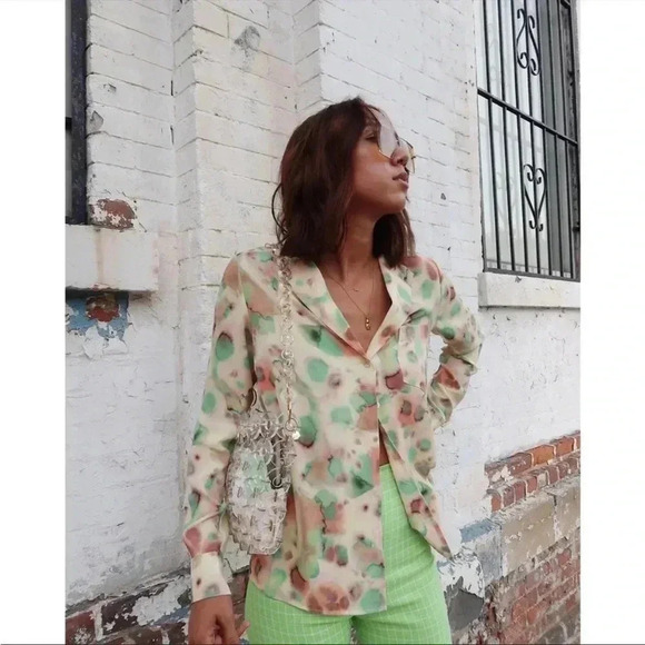 ARITZIA WILFRED FREE Briona Tie Dye Button Down Blouse Sz M - Picture 1 of 11